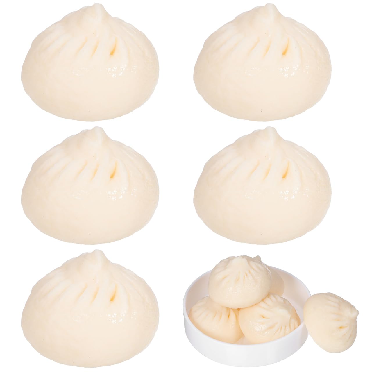 Alasum 5 pezzi di gnocchi artificiali al vapore farcito simulazione realistica cinese modello di cibo per casa cucina festa display decorazione puntello