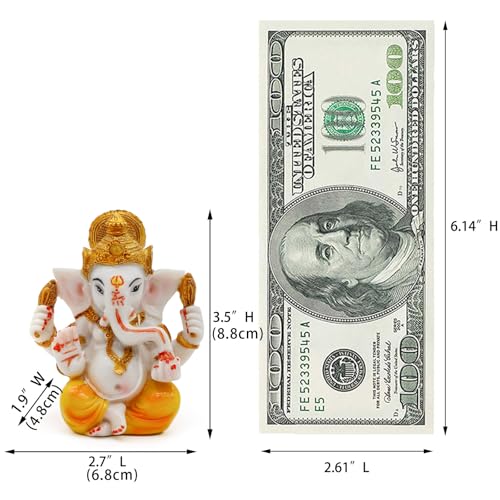 BangBangDa Indian Ganesh Idol Car Dashboard - Hindu Ganesha Statue Elephant God India Ganpati Lord Murti Mandir Diwali Gifts Yoga Zen Meditation Room Altar Shrine Kit Temple Puja Pooja Items Decor