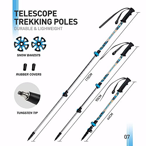 G2 16 Inch Kids Snowshoes Set With Trekking Poles, Snow Baskets, Storage Bag, Fast Ratchet Binding Design, For Child Youth Boys And Girls, Blue #TOP3