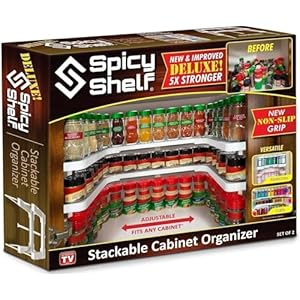 Spicy Shelf Deluxe – Expandable Spice Rack and Stackable Cabinet & Pantry Organizer (1 Set of 2 Shelves) – As seen on TV Deluxe (Spicy Shelf Organizer) – Pantry Organization – Pantry Spice Organizer
