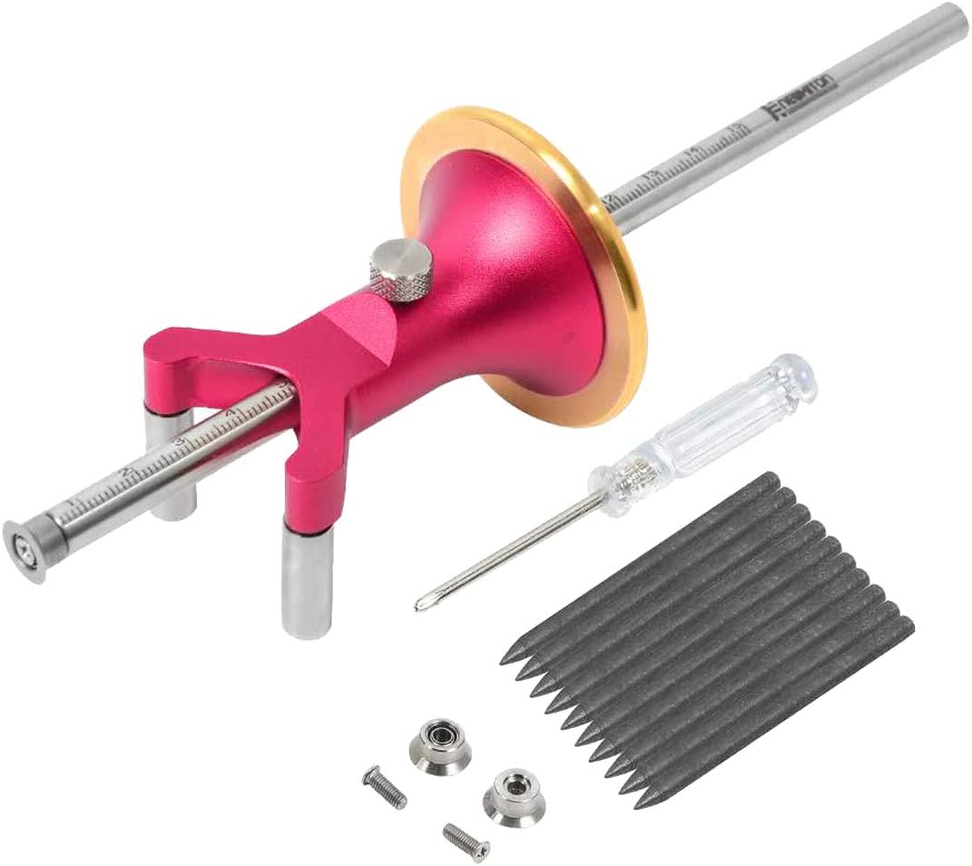 Wheel Marking Gauge Multi with Dual Function, 1 Bearing Wheel Cutter for Soft Wood, 1 Locked Wheel Cutter for Hard Wood, 1 Metal Pin, 10 Woodworking Pencils, 1 Screwdriver Included
