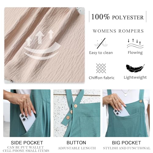 Anydoll Women's Overalls 2025 Summer Jumpsuits Casual Loose Sleeveless One Piece Adjustable Rompers With Pockets - Image 6