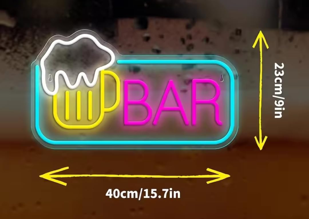 Letrero de Neón doble jarra cerveza Cartel Luminoso Decorativo APROXIMADAMENTE 50CM ALIMENTADOR 12 V
