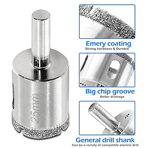 Image of Luomorgo 25mm /1 inch Diamond Hole Saw Diamond Drill Bits, 2Pcs | 1.1 inch Cutting Depth, For Glass Ceramic Marble, For Porcelain Tile Granite, For Quartz Gemstone