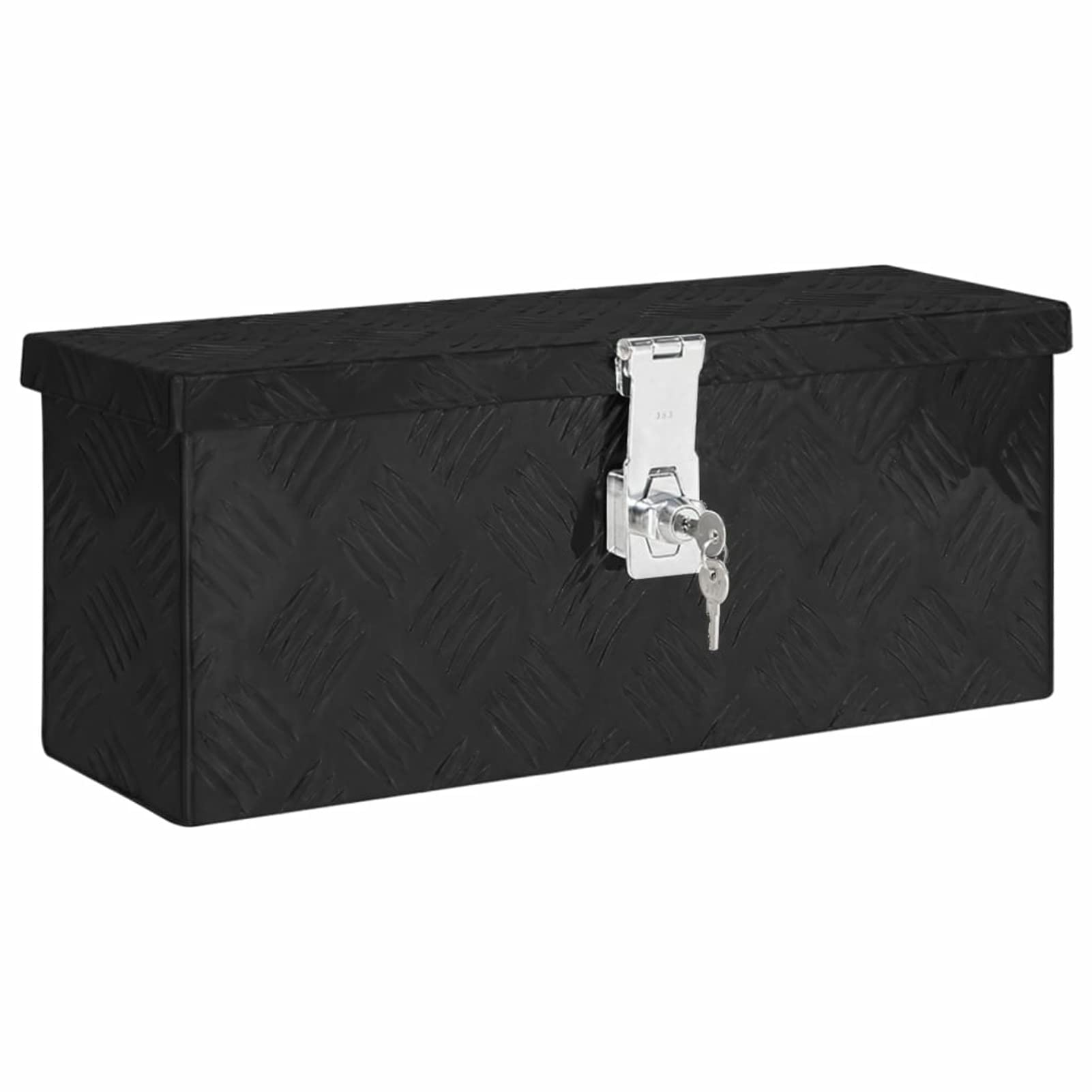 Homgoday Caja de almacenamiento, caja de almacenamiento para pasillo, cofre de remolque, organizador de herramientas con tapa, caja de herramientas con bloqueo, caja de camión, color negro, 50 x 15 x