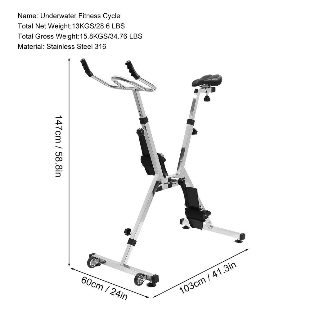 VéLo d'exercice Aquatique pour Piscine, VéLo Aquatique en Acier Inoxydable 361, RéSistances RéGlables, Appareil d'exercice Portable pour L'AquathéRapie et L'EntraîNement