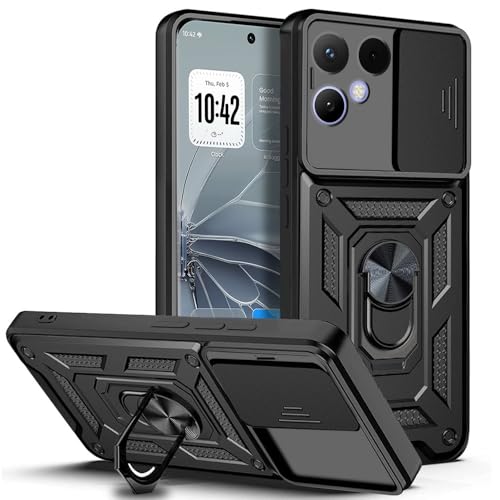 Image of AESTMO Tough Armor Tecno Pova Curve 2 Bumper Back Case Cover | Ring Holder & Sliding Camera Shield Cover | 360 Degree Protection Back Case Cover for Tecno Pova Curve 2 (Black)