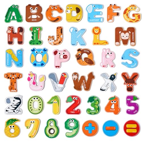 Image of JoyCat Magnetic Letters and Numbers Fridge Magnets, 26 Uppercase Letters 0-9 Numbers, Animal Alphabet Refrigerator Toy Set for Kids & Toddlers Preschool Learning, Great Gift for 2 3 4 5 Years Old