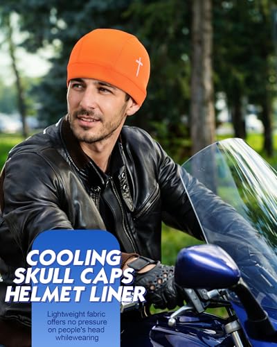 Image of 9 Pcs Cooling Skull Cap Camo Liner Sweat Wicking Lightweight Cycling Cap Running Hat for Men Women