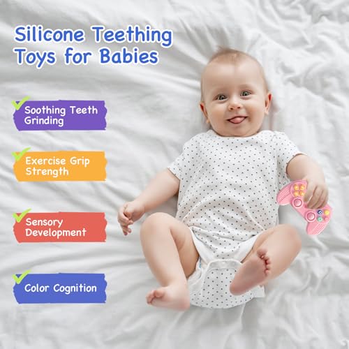 Image of Hooku Silicone Teething Toys for Babies 0-6 Months, Teethers for Babies 6-12 Months, Remote Teether for Baby, Sensory Toys for Babies, Baby Chew Toys