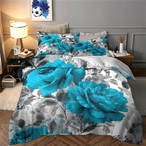 Housse de couette super douce finitions premium lit simple turquoise - 6