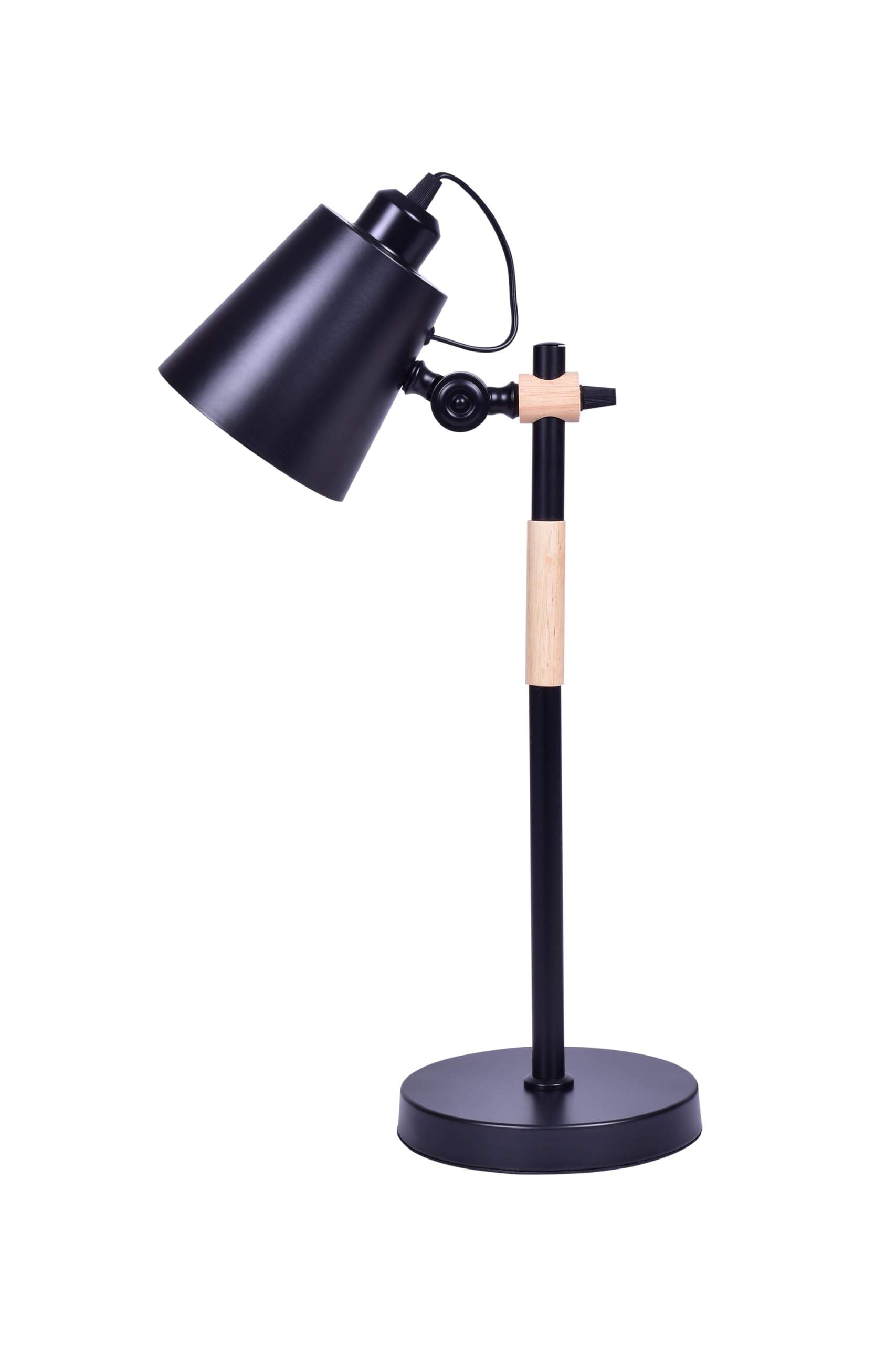 Tekled Black Tekled® Led Desk Lamp | Scandi Sleek Rotatable Table Light With Wood Feature | Replaceable E27 Edison Screw Bulb Holder | For Bedside Reading Office Work Architects Students