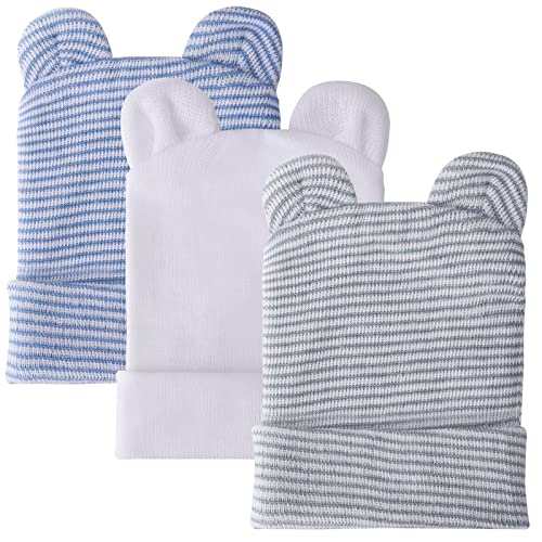 Image of DRESHOW BQUBO Newborn Hospital Hat Infant Baby Hat Cap with Big Bow Soft Cute Knot Nursery Beanie