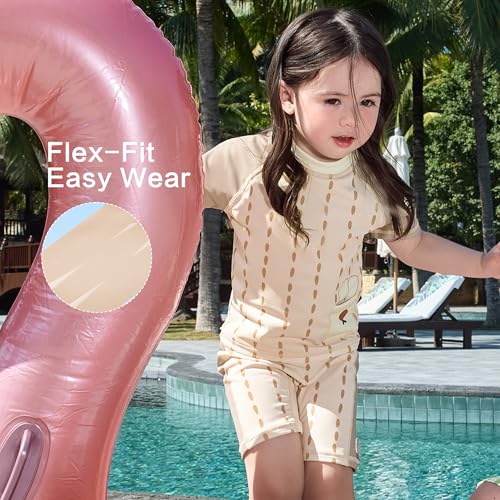 Toddler Swimsuit for Boys Girls, 2-Piece Short Sleeve Rash Guard with Sun Protection for Beach Pool Water Play4