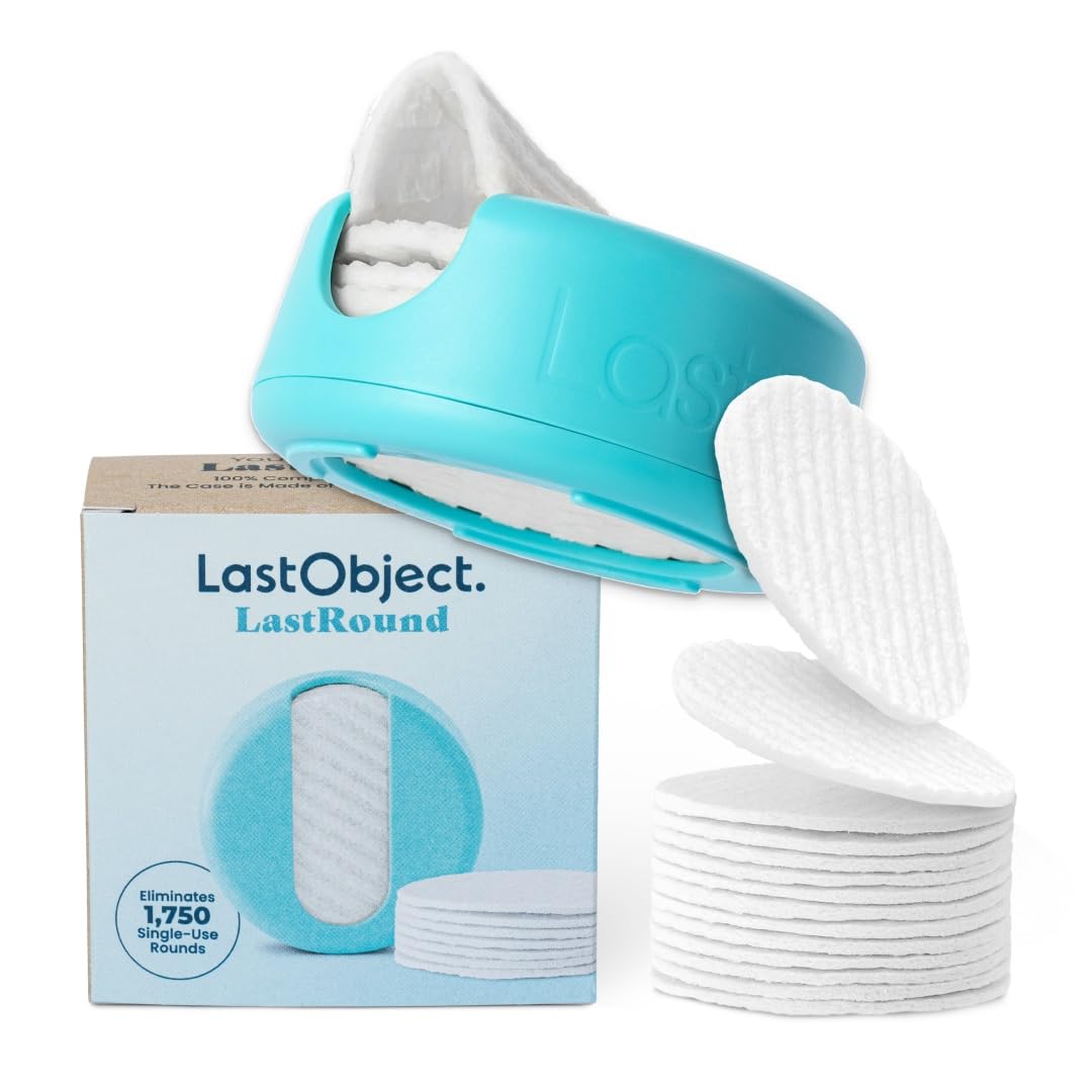 LastRound® Sustainable Reusable Cotton Rounds for Facial Cleansing – Zero-Waste Eco-Friendly Makeup Remover Pads for All Skin Types with Travel Storage Case