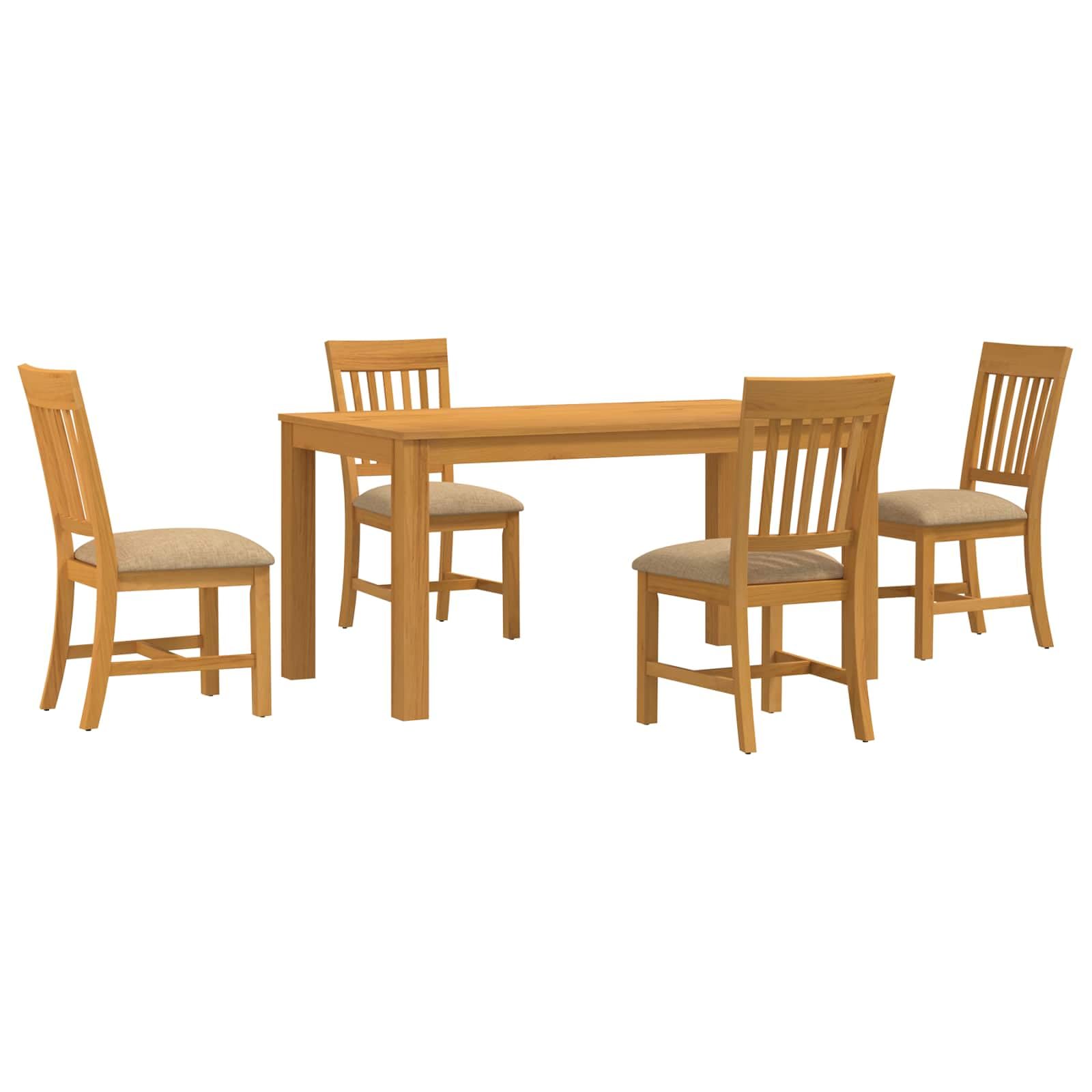 Conjunto de Comedor 5 uds. Beige Madera de Roble Sólido,67kg-3430351