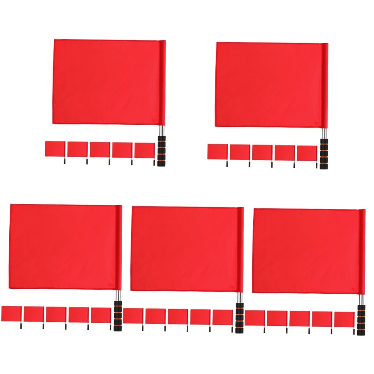 Sosoport 5 Juegos Del Abanderado De La Señal Asta De Árbitro Flag De Señal Flag De Mano De Conducción Fan Animando Acero Inoxidable Rojo 6 Piezas * 5