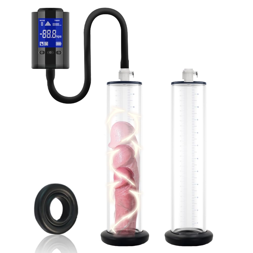 Penispumpe mit LCD-Display Vakuumpumpe Sex Spielzeug für die Männer SM Elektrische Penisvergrößerung Erektion Unterdruck-Penisübun Vakuum Pumpe BDSM Erektion Masturbator Sex Toys (I:12*2.25in)