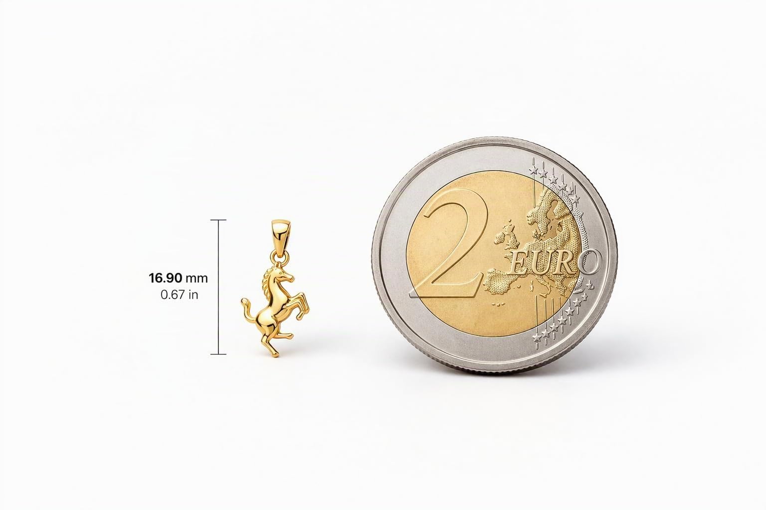 Rodium – 14 Karat (585) Anhänger mit goldenem Pferd Gold