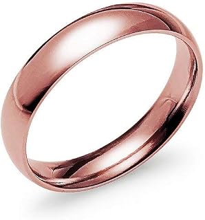 4mm High Polished Silver/Yellow Gold/Rose Gold/Black/Blue Tone Stainless Steel Ring for Men Women Wedding Bands Mirror Polished Comfort Fit Size 5-14