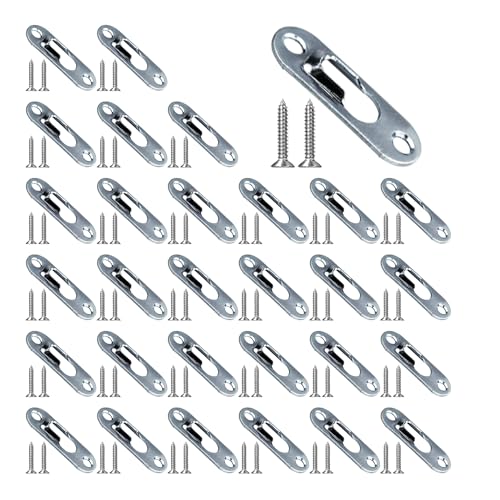 Image of Septe 30 Pieces Metal Keyhole Hangers with Screws, Picture Hanging Hardware,43 x 16 mm (Silver)