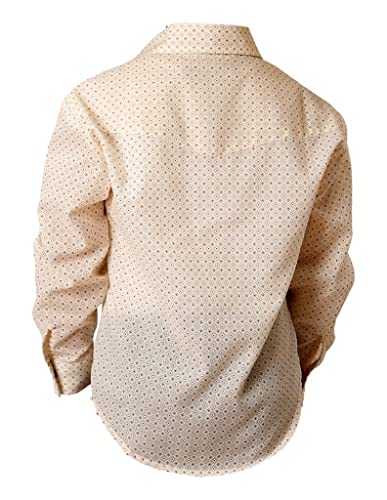 BOYS LONG SLEEVE SNAP CREAM DIAMOND PRINT WESTERN SHIRT2