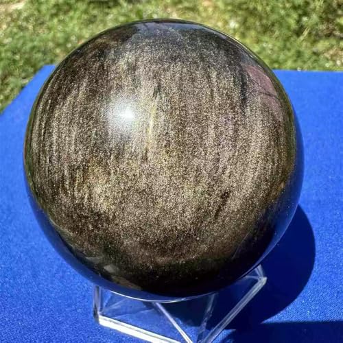 Esfera de obsidiana dorada natural de 45 mm ideal para decorar el escritorio de oficina 3