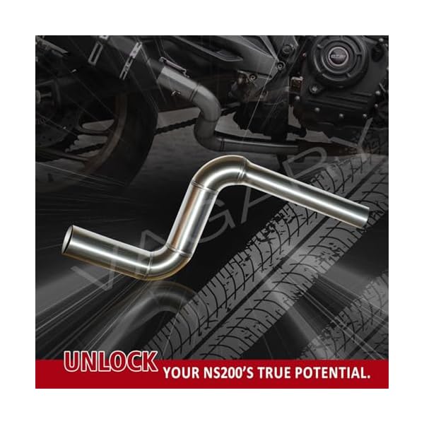 VAGARY Stainless Steel Full Exhaust System – Akrapovic Triangle Silver Silencer with Bend Pipe for Bajaj Pulsar NS Series (125/160/180/200)