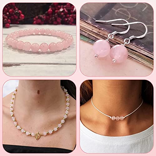 Image of 51pcs Natural Beads Round Gemstone Rose Quartz Beads Loose Beads 8 MM || Crystal Loose Gemstone Emerald Cut Pink Rose || Reiki || Feng Shui || गुलाबी स्फटिक
