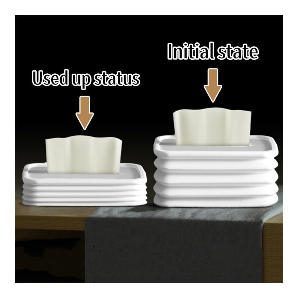 Pokrywa pudełka na chusteczki Składana silikonowa osłona na pudełko na chusteczki, nowoczesny design(White)