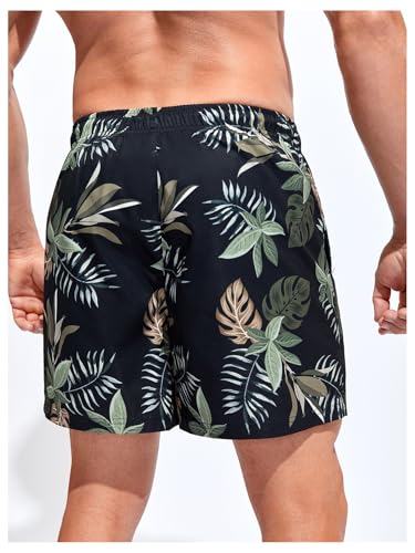 Floerns Men's Tropical Print Wide Leg Swim Trunk Drawstring Quick Dry Beach Shorts3