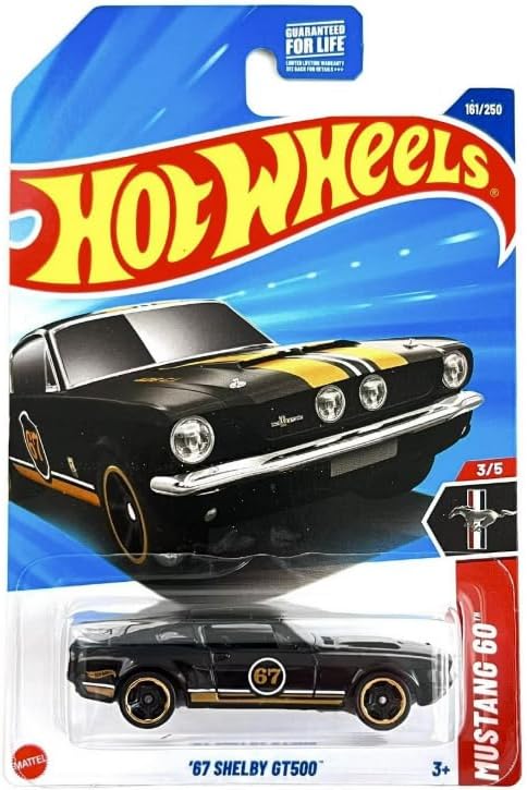Hot Wheels '67 Shelby GT500 [Black & Gold] Mustang 60 3/5, 161/250, 1:64 Scale Diecast Toy Vehicle
