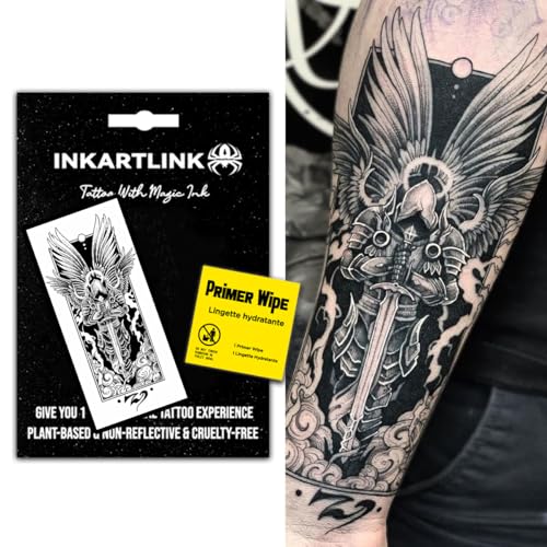 INKARTLINK Semi Permanent Temporary tattoos, realistic tattoos, tattoos for cool boys, waterproof and non-reflective, exquisite packaging, unique design (Angel comes)