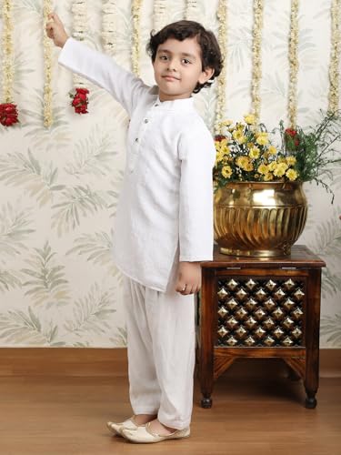 Image of POLKA TOTS Boys Cotton Pathani Set | Premium Pathani Kurta & Pyjama Set for Boys | Kurta Pajama for Kids Boy | Pathani Suit for Kids, Baby Boys & Toddlers | Ethnic Wear for Boy