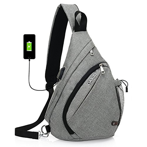 Loisirs Sling Sac avec USB Port de Charge Épaule Sac À Dos Unisexe Poitrine Pack Casual Randonnée Sac À Dos Croix Corps Sacs Casual Sac À Dos pour École Cyclisme Randonnée Camping Sport Voyage Cover