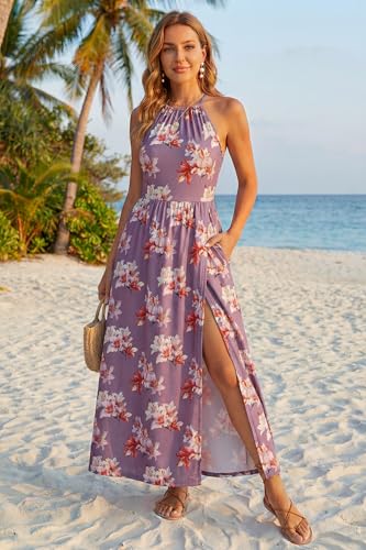 Image of KILIG Women's Summer Floral Beach Flowy Split Maxi Long Dresses
