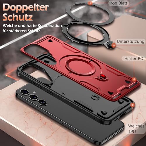 Image of for Samsung Galaxy S25 FE Case Magnetic with Stand, with Mag-Safe, with Screen Protector, Wireless Charging, Shockproof for Samsung S25 FE 5G Phone Case, Ring Holder Phone Cover, for Samsung S25 FE