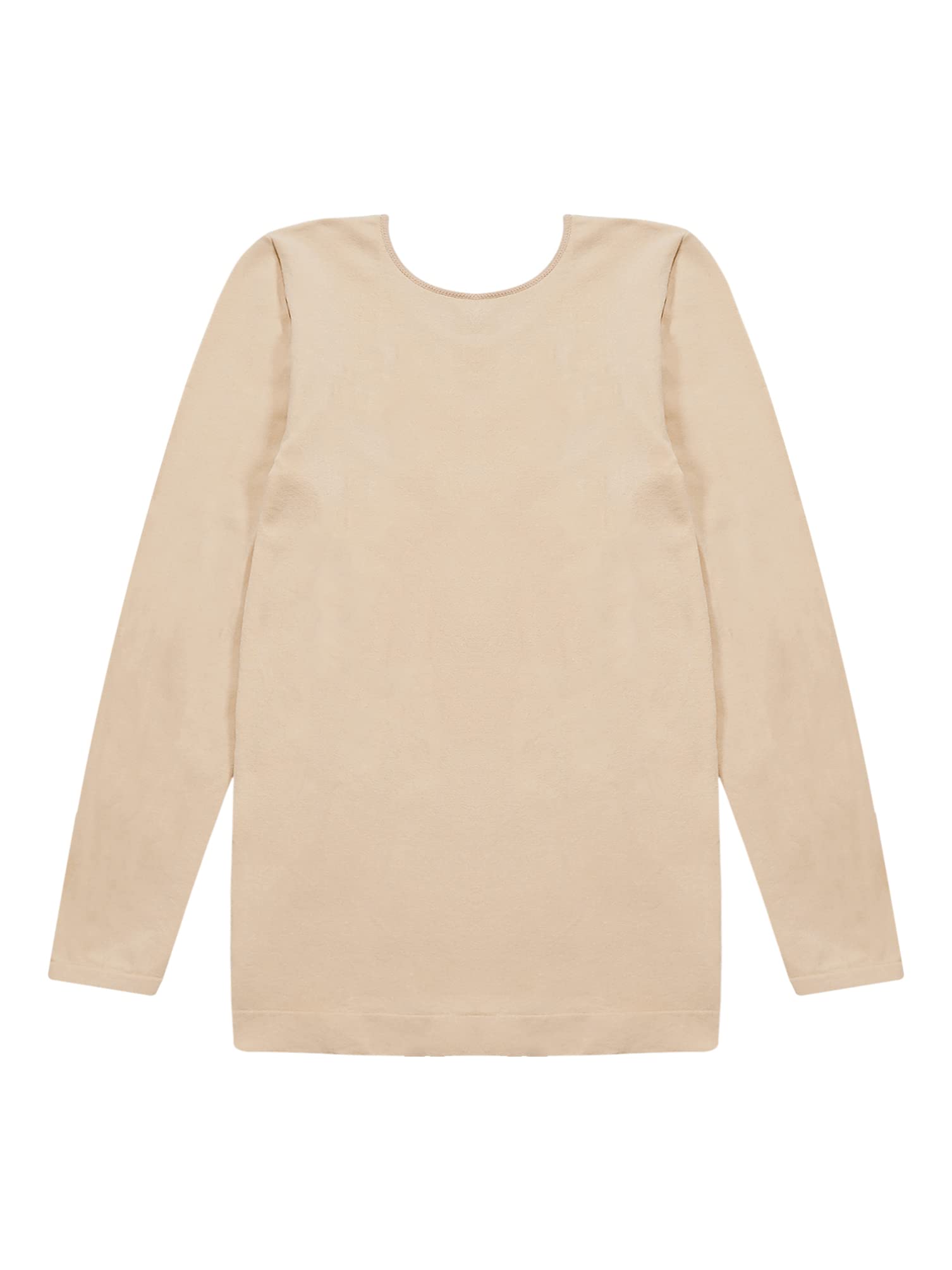 dPois Mädchen Thermo Unterwäsche Langarm Shirt Oberteil Tops Rundhals Thermohemd in Hautfarbe Schwarz Weiß Kinder Tanzkleidung