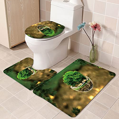 Badematten Set 3 teilig,Toilettenmatte Set,3er Badgarnitur Badezimmer Matte Set Dusch Bade Matte Vorleger Teppich 3D…