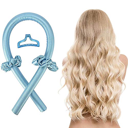 Women Heatless Rollers Hair Curlers for Long Medium Hair, Sleep Curling Rod Headband Portable Lightweight DIY Soft Foam Hair Styling Tools (Blue)