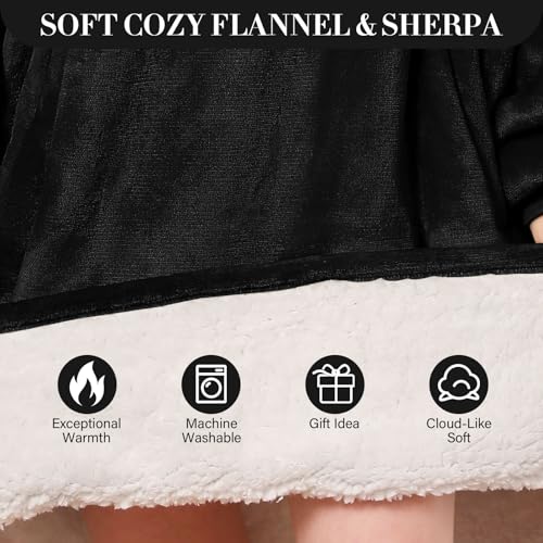 LetsFunny Blanket Hoodie,Oversized Wearable Sherpa Fleece Blanket Sweatshirt,Super Soft Warm Cozy with Giant Pocket,Gifts for Women Men Adults Teenagers, One Size Fits All