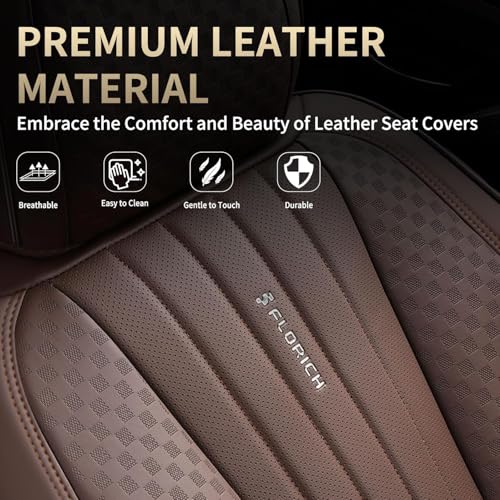 Image of FLORICH Car Seat Covers, Premium Leatherette Car Seat Covers Front Seats, Waterproof Nappa Leather Seat Protectors, Breathable Car Seat Cushion for Most Sedans Cars SUV Trucks, Coffee