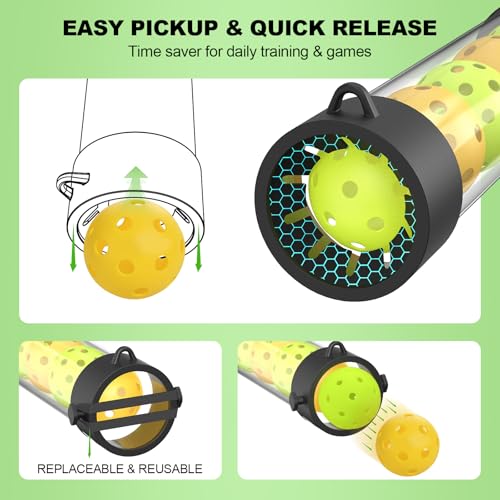 Image of Pickleball Ball Retriever 17 Balls Pickleball Pickup Tube with Shoulder Strap,Quick and Portable for Pickleball Tube Ball Pickup,Lightweight Pickleball Picker Upper Ball Holder