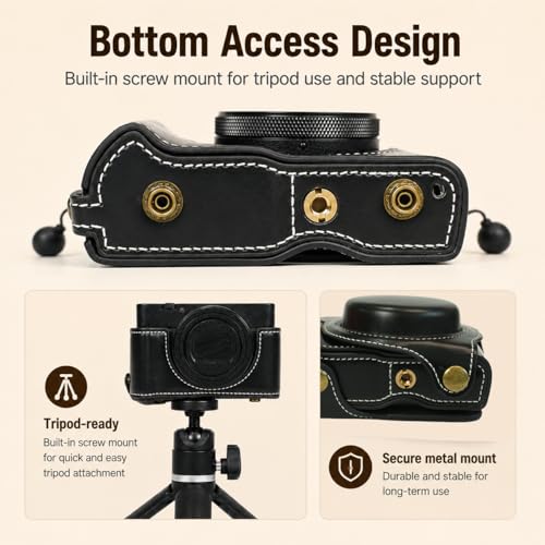 Bowan funda parcial de cuero para Sony RX100 negra miniatura 3