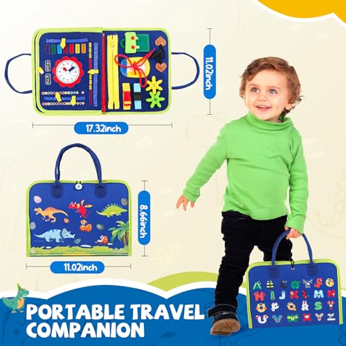 Image of Toddler Busy Board, Montessori Sensory Toys for Boys, 3-8 Year Old Girl Toddler Travel Toys, Educational Learning Activities Board for Motor Skills, Birthday Gifts for Airplane Car, Pink