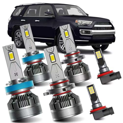 AWALITED Fits for 2010-2020 Toyota 4Runner High Low Beam Fog Lights Bulbs Combo Pack, 6000K White Plug-and-Play Super Bright Bulbs, Pack of 6