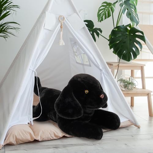 Image of BENINY Giant Black Lab Stuffed Animal 31.5 Inch, Big Realistic Stuffed Labrador Dog Plush Toy, Puppy Throw Pillow Gift for Kids