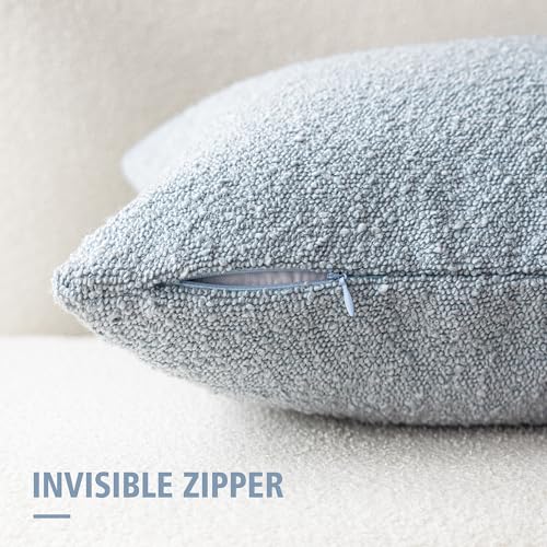 Foindtower Pack of 2 Modern Textured Boucle Throw Pillow Covers Accent Solid Decorative Pillow Cases Cozy Woven Couch Cushion Case for Chair Sofa Bed Living Room Home Decor, 18 x 18 Inch, Light Blue - Image 3