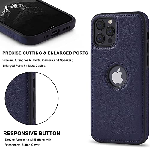 Image of M7 Back Cover Compatible with iPhone 13 Pro Flexible Slim Leather Case for iPhone 13 Pro (Blue)