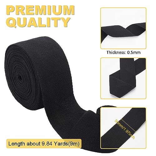 BENECREAT 9.84 Yards Black Herringbone Cotton Twill Tape Ribbon - Image 2